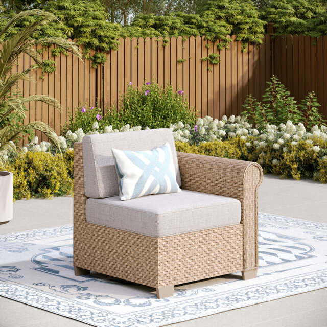 Outdoor Conversation Patio Sofa Chair With Rattan