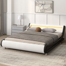Small Double Bed，Upholstered Sleigh Bed