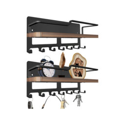 Wood Wall Organizer with Key Hooks