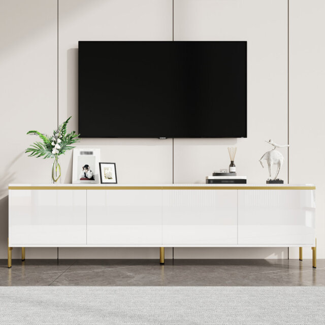 "Unfinished TV Stand for TVs up to 77"" with Fireplace Included"