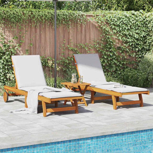 Sun Lounger Outdoor Sunbed Lounge Bed Garden Day Bed Solid Acacia Wood