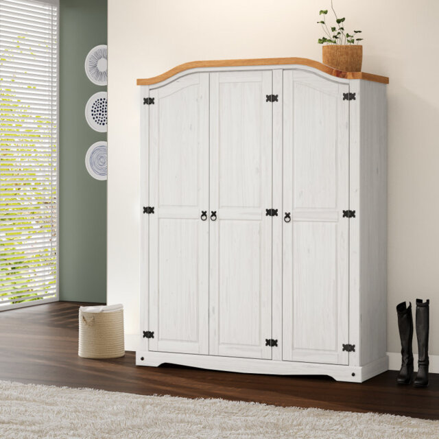 Ouellet 3 Door Solid Wood Wardrobe