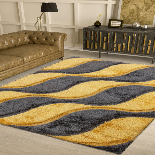 Darvon Geometric Shag Indoor / Outdoor Area Rug