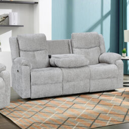 Rosevale 3-Seater Manual Recliner Sofa with Console - Silver
