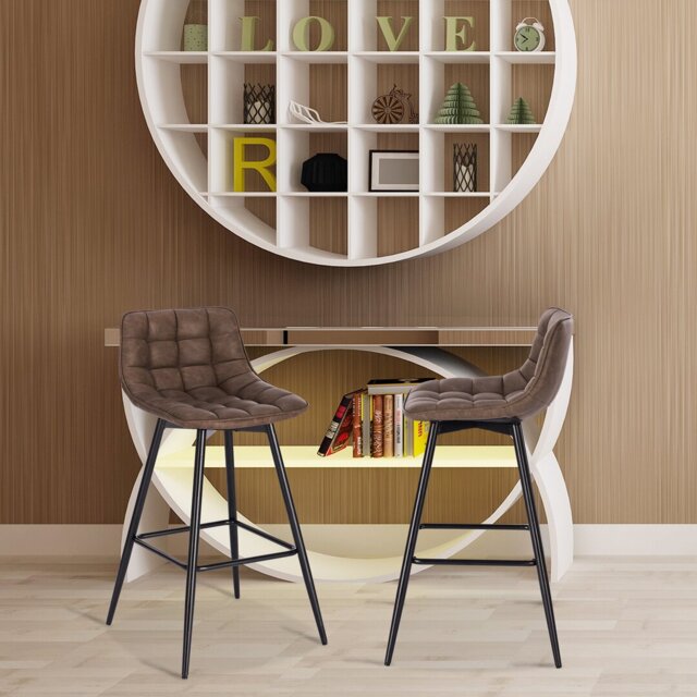 Upholstered Counter Stool with Metal Frame