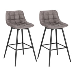 Upholstered Faux Leather Bar Stool with Steel Frame