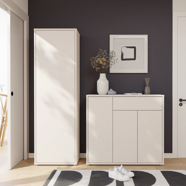 Rydar Modern minimalistic entryway wardrobe, utility wardrobe, 1-door, engineered wood, 59.8 cm W x 191.9 cm H x 34.9 cm D