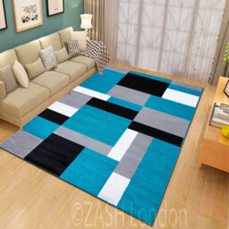 Donaldina Luxury Modern Design Teal Black Rug