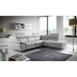 Olligs Genuine Leather Reclining Corner Sofa with Adjustable Headrests and Adjustable Armrest