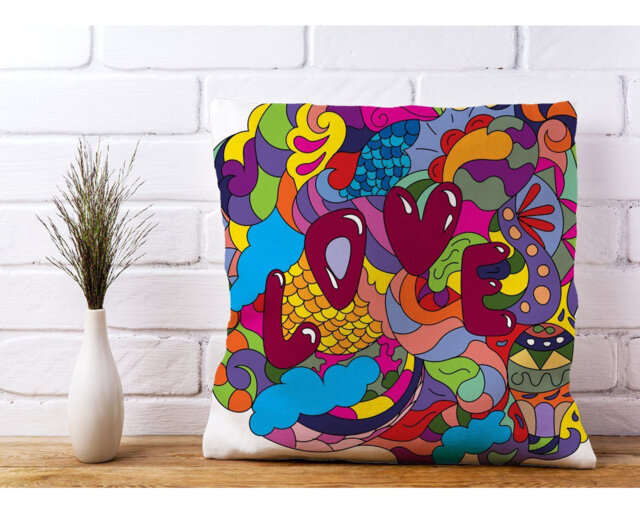 Leonie Motley Doodling Love Scatter Cushion with Filling