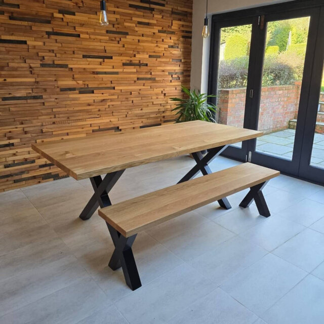 Solid Oak Dining Table - Chunky X Legs