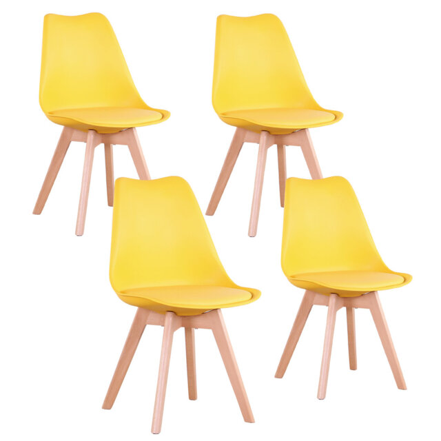 42.5cm Modern style Dining Chair, Padded Plastic Side Chair with Solid Wood Legs