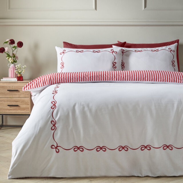 Bow Embroidery Duvet Cover Set