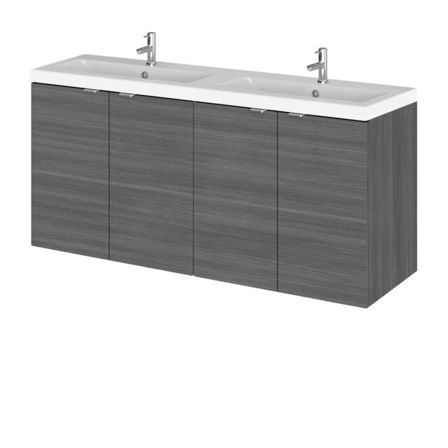Fusion Double Bathroom Vanity with Integrated Ceramic Basin