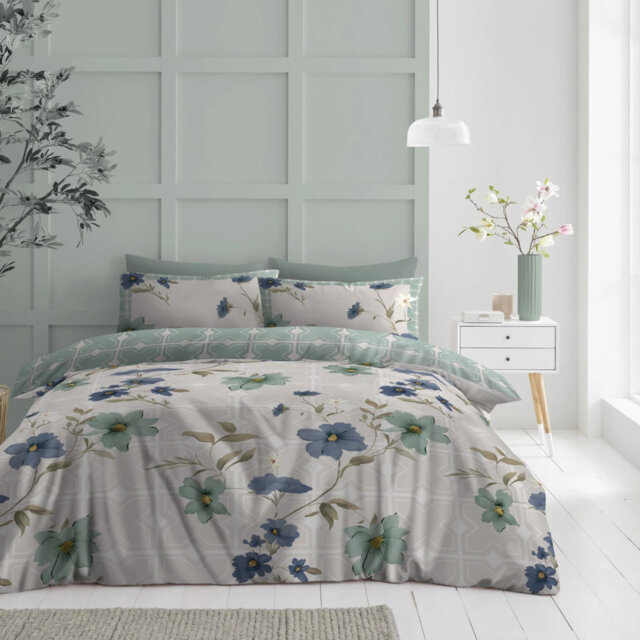Floral Polycotton Duvet Cover Set with Pillowcases - Single Double King - Soft Yarn, Vibrant Easy-Care Bedding UK