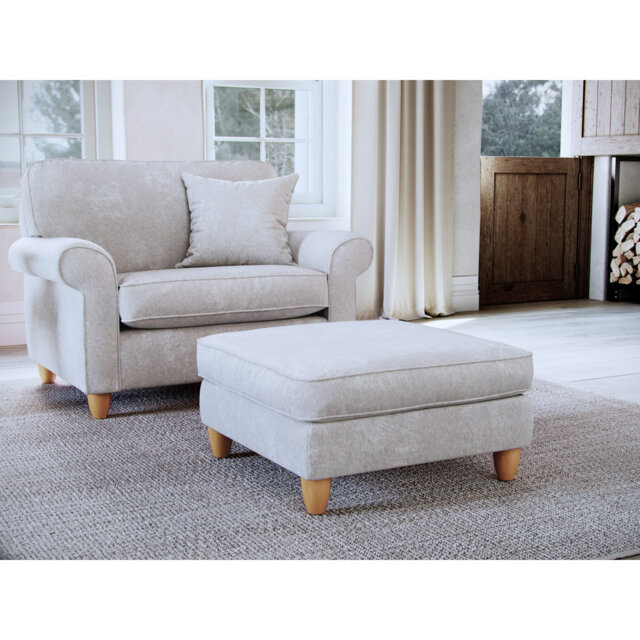 Clarkfield Slub Chenille Upholstered Footstool