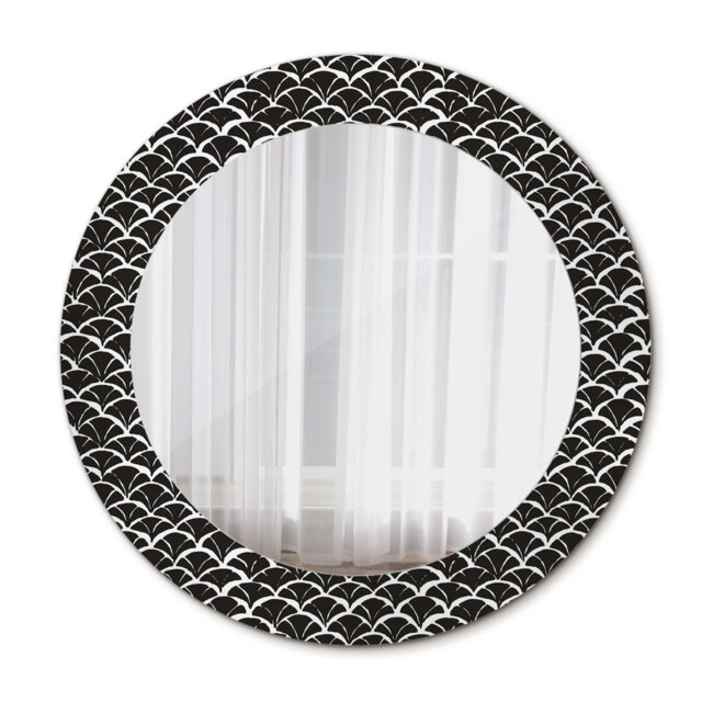 Huldar Round Glass Framed Wall Mounted Accent Mirror in Black/White