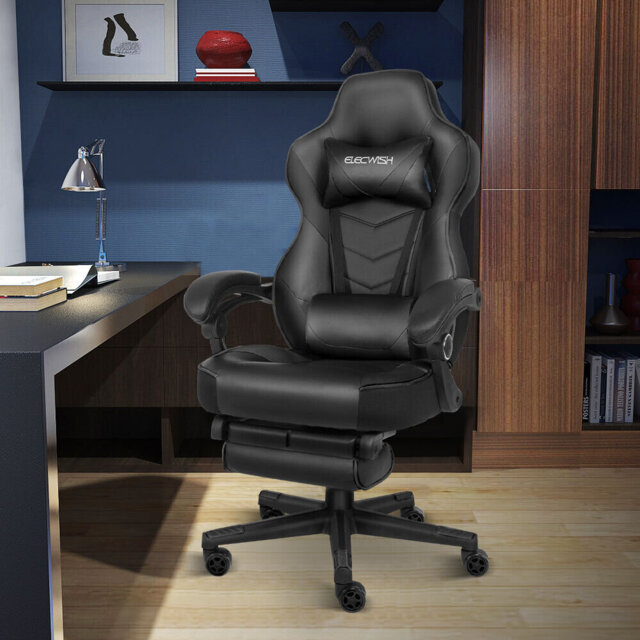 Metro Lane Adjustable Reclining Ergonomic Swiveling PC & Racing Game Chair with Footrest
