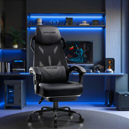 Gaming Chair, Reclining Chair with Mesh Back, Adjustable Headrest, Lumbar Support and Footrest