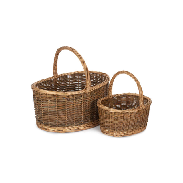 Country Oval Wicker 2 Piece Shopper Basket Set