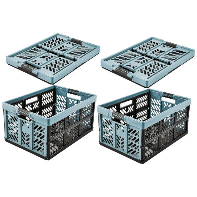 Set of 2 Folding Box 45 Litre With Soft Handles And Lid