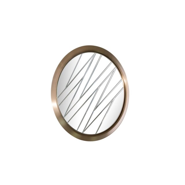 Adwait Round Metal Framed Wall Mounted Accent Mirror in Brushed Brass