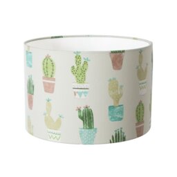 23cm H Cotton Drum Lamp Shade ( Screw On ) in Cactus Green