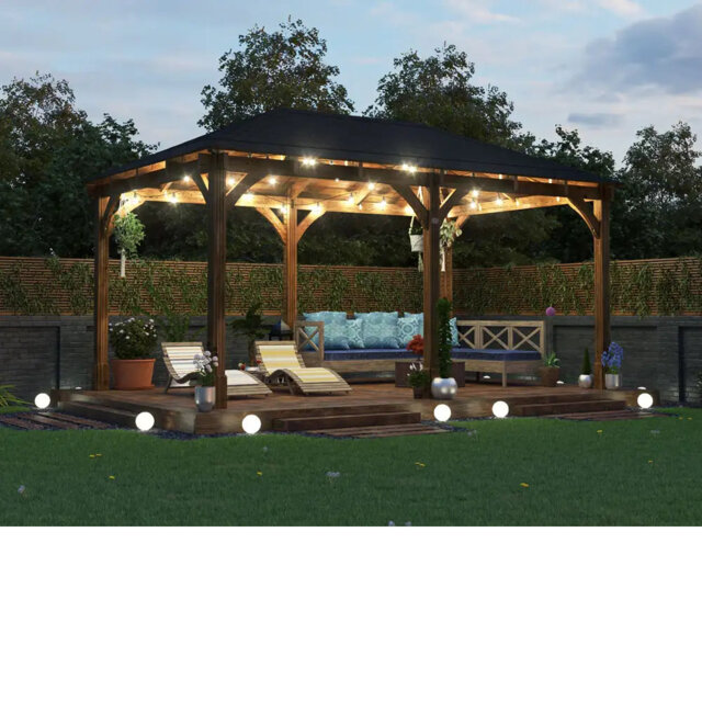 Dunster House - Wooden Garden Gazebo 5m x 3m Heavy Duty With Roof Shingles Included - Leviathan Range