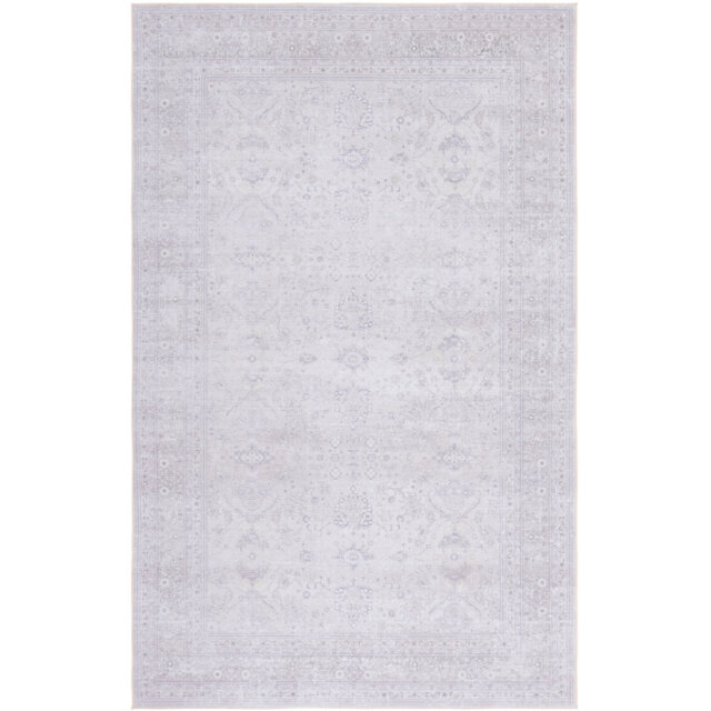 Tucson Vintage Look Machine Washable Non-Slip Area Rug in White/Grey