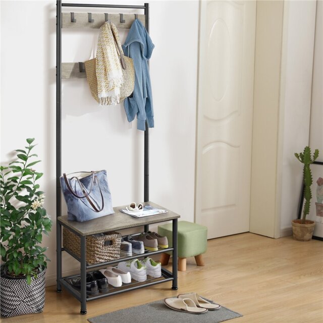 Hall Tree 72.5cm Wide with Bench and Shoe Storage