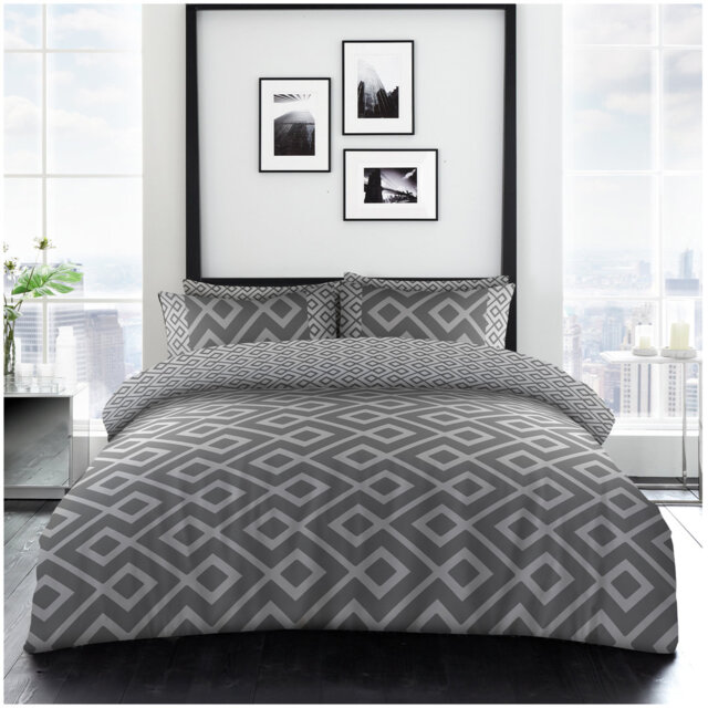 Premium Printed Polycotton Bedding Set with Duvet Cover Fitted Sheet Pillowcases Soft Breathable Bedding