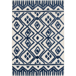 Poyen Machine Woven Relief Indoor Outdoor Blue Area Rug