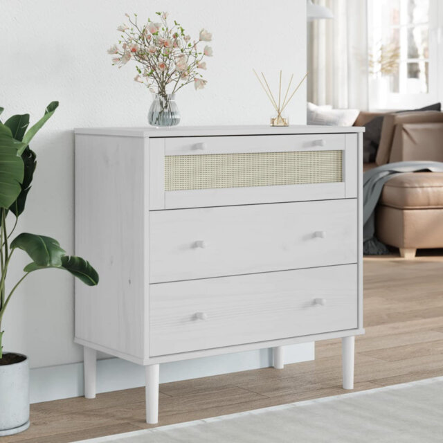 Kirkman 3 Drawer 80Cm W Chest of Drawers Rattan Look