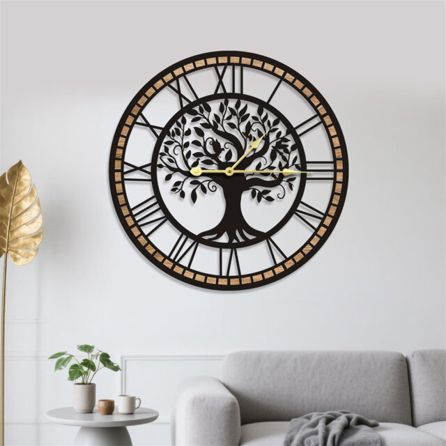 Wall Clocks For Living Room Decor - Tree Of Life Big Wall Clock, Quiet And No Ticking Suitable For Wall Decor, Living Room Decoration, Kitchen Decorat