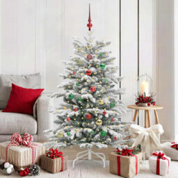 Artificial Hinged Christmas Tree White PE and PVC