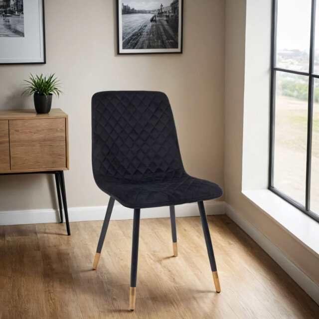 Plushore Luxury Velvet Dining Chair With Gold Tipped Black Legs