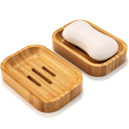Ruella Bathroom Accessory 2 Pack Natural Wooden Bamboo Soap Dish Storage Holder Soap Holder