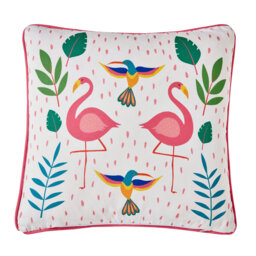 Tropical Flamingo Indoor / Outdoor Animal Print Pink Square Cushion