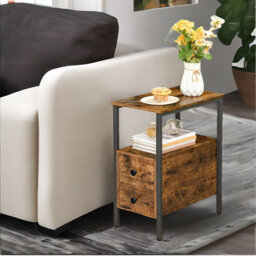 Barmedan Side Table With Drawers, Side Table Living Room, Narrow Bedside Table, Slim Bedside Table