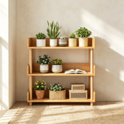 Book Display Bookcase with Solid Wood Posts