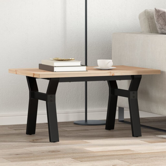 vidaXL Coffee Table Y-Frame Solid Wood Pine and Steel
