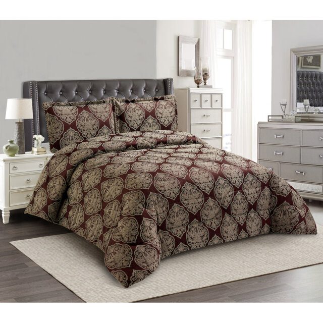 Bridal Jacquard Bedspread With Pillow Sham Set, Floral Printed Coverlet, Decorative Luxury All-Season Bedding