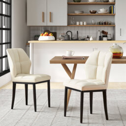Faux Leather Dining Chairs, Upholstered Wide Backrest High Back Kitchen Chairs