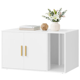 Cat Litter Box Enclosure, Modern Hidden Litter Box Furniture With Front Entry, Double Doors, Indoor Pet House Side End Table, 80 X 50 X 45 Cm, Cloud W