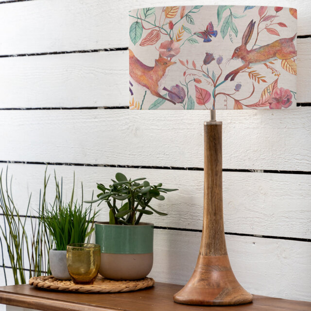 Leaping Into The Fauna Solid Wood Table Lamp