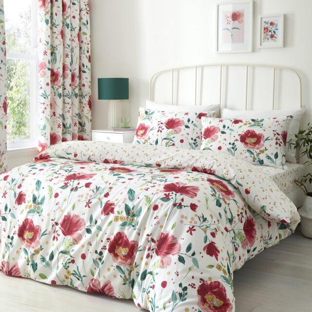 Abstract Poppy Cotton Blend Floral Duvet Cover Set