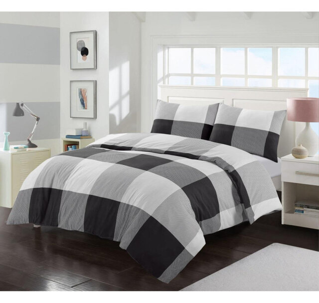 Swartzville Black/Gray/White Plain Weave Modern & Contemporary Duvet Cover Set
