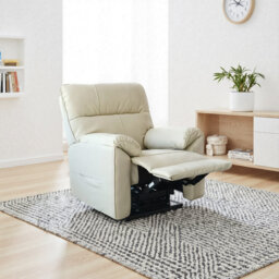 Electric Rise & Recline Chair with Heat & Massage, Full Grain Aniline Leather, Ideal for Lounging