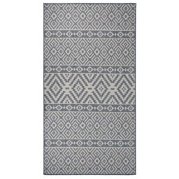 Gracie Oaks Outdoor Flatweave Rug Blue Stripes