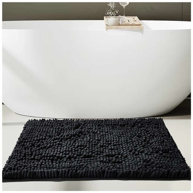 Chenille Bathroom Rug 50x80cm Plush Microfiber Bath Mat Absorbent Quick Dry Non Slip Rubber Back Machine Washable